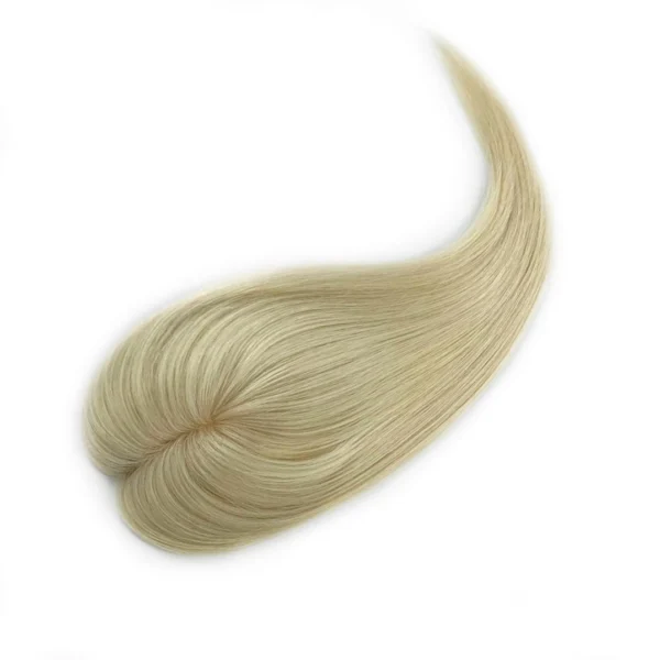 luxury hair topper platinum blonde hair 3x5 silk base