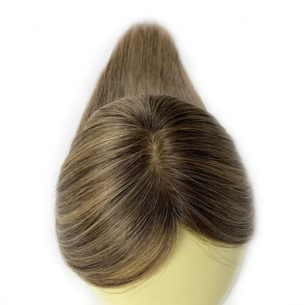 3x5 silk base dark brown hair topper with higlights