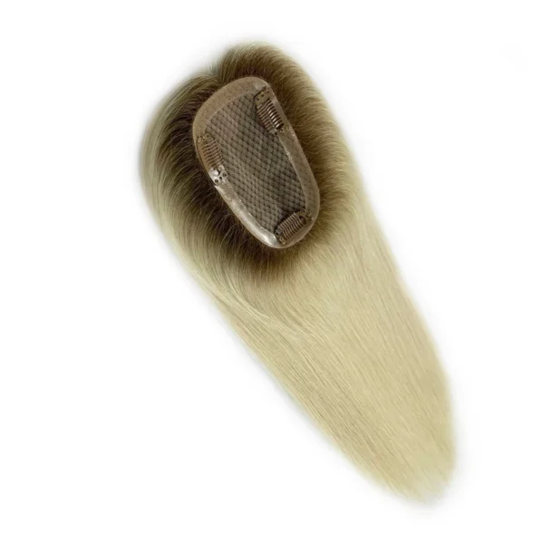rooted blonde hair topper 3x5 silk base